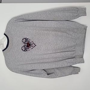 Women's M&C Sportswear sweatshirt.  Size small.  Grey with blue and red heart.